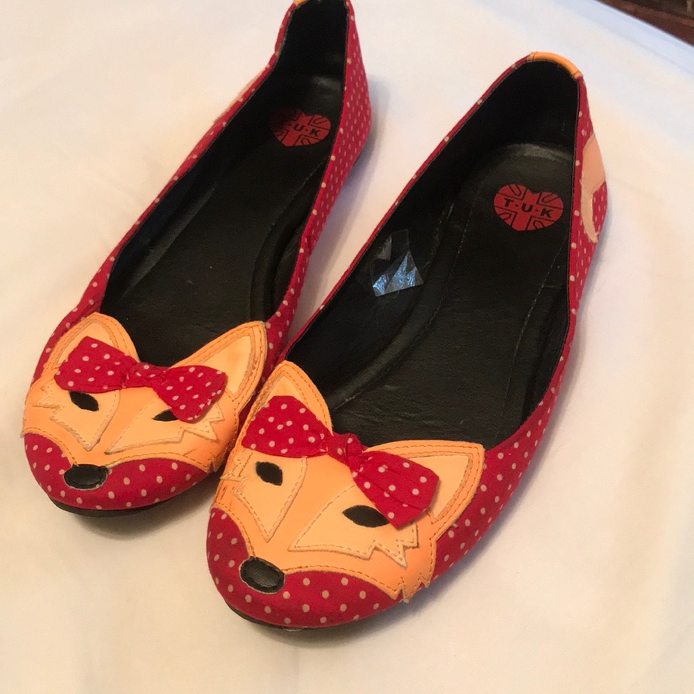 T.U.K fox ballet flats.